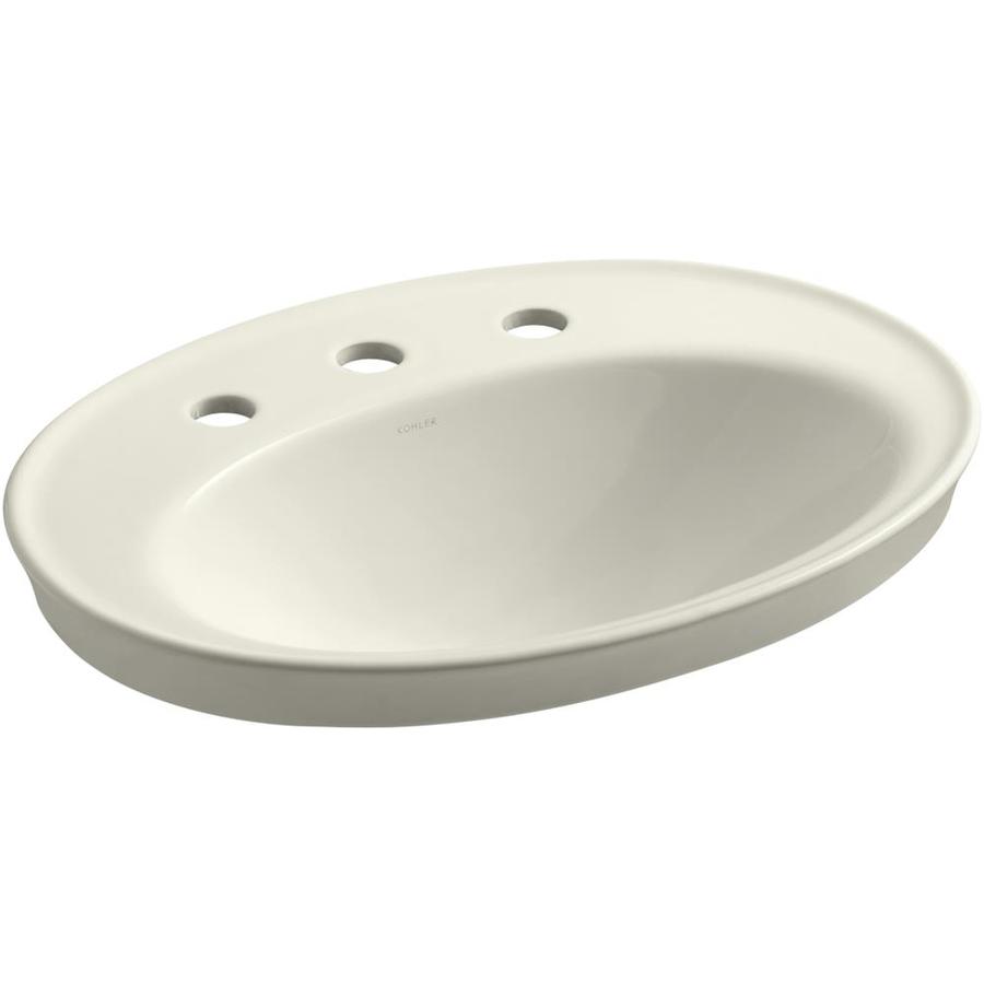 Shop KOHLER Serif Biscuit Drop-In Oval Bathroom Sink with Overflow at ...