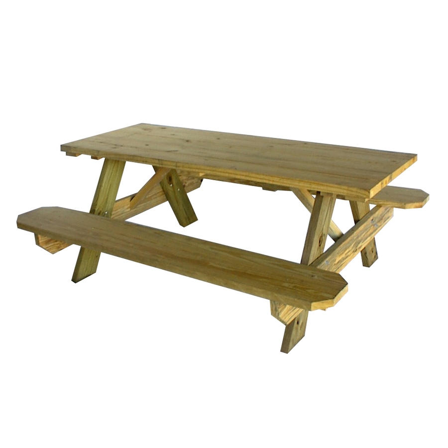  72-in Brown Southern Yellow Pine Rectangle Picnic Table at Lowes.com