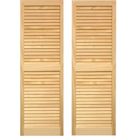 Pinecroft 15 in. x 43 in. Exterior Louvered Shutters Pair SHL43