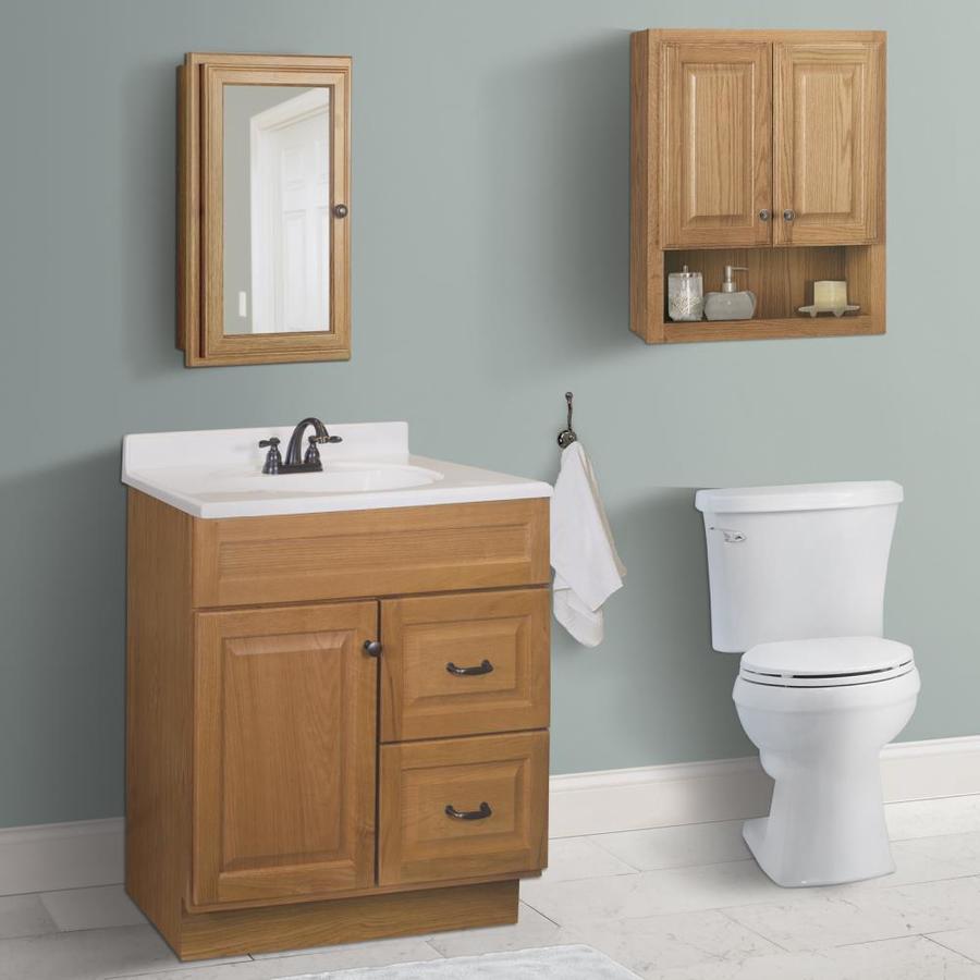 Style Selections 23 25 In W X 28 In H X 7 In D Oak Bathroom Wall Cabinet In The Bathroom Wall Cabinets Department At Lowes Com