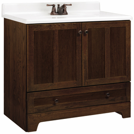 Home Style Selections 36quot; Cognac Oak Ashton Bottom Drawer Bath Vanity