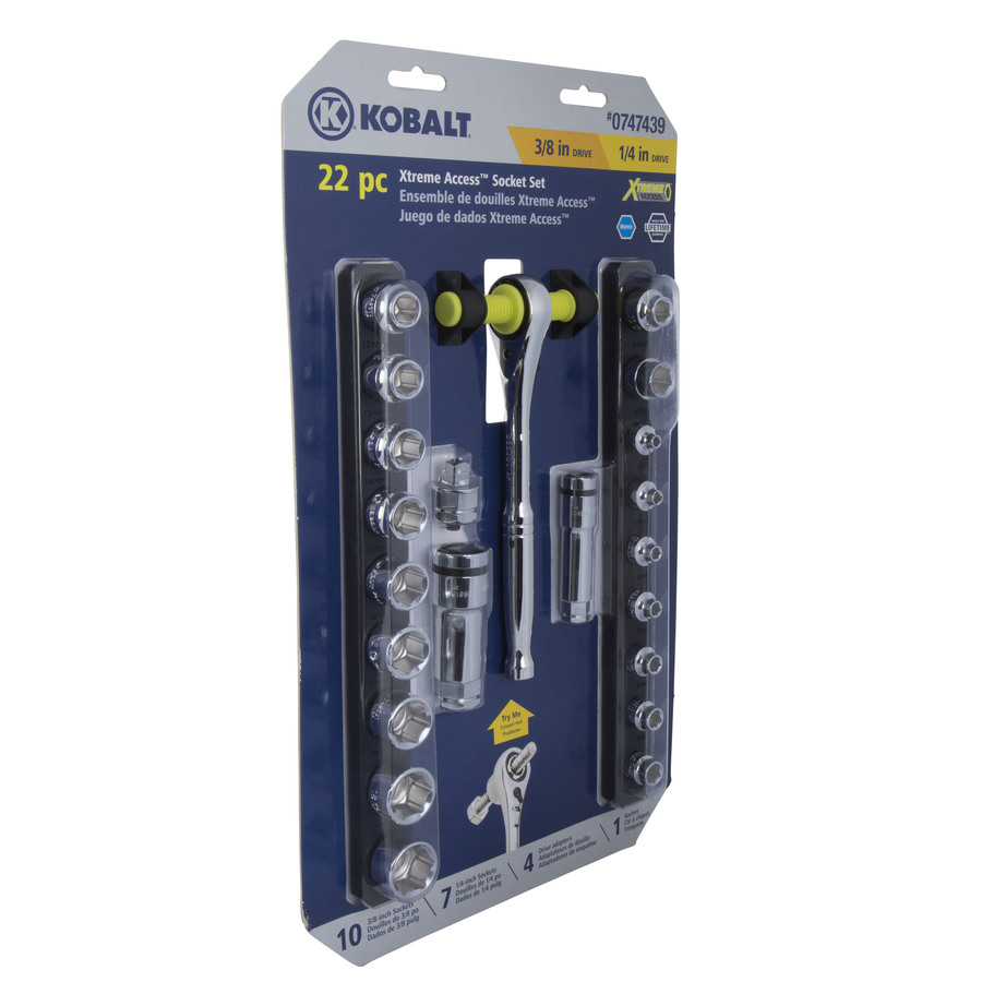 Kobalt Xtreme Access 22-Piece Metric Pass-Through Socket Set 72-tooth Best Price