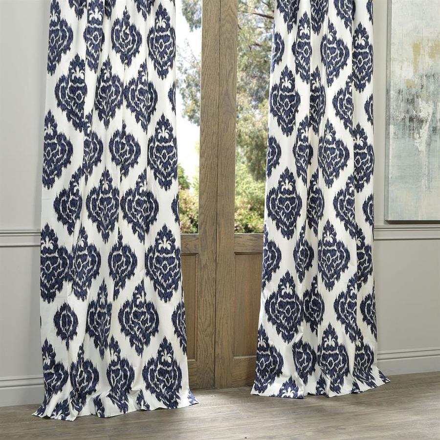 Exclusive Fabrics Furnishing Ikat 120 In Ikat Blue Cotton Rod Pocket Light Filtering Standard Lined Single Curtain Panel In The Curtains Drapes Department At Lowes Com