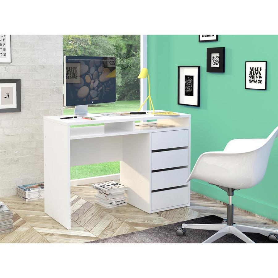 Tvilum Aurora 2 Drawer Computer Desk in White High Gloss 