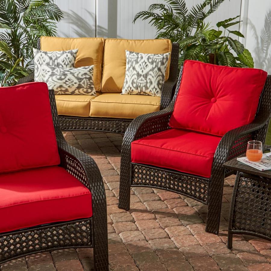 Sunbrella Jockey Red Indoor Outdoor Deep Seat Pillow and Chair Cushion Set