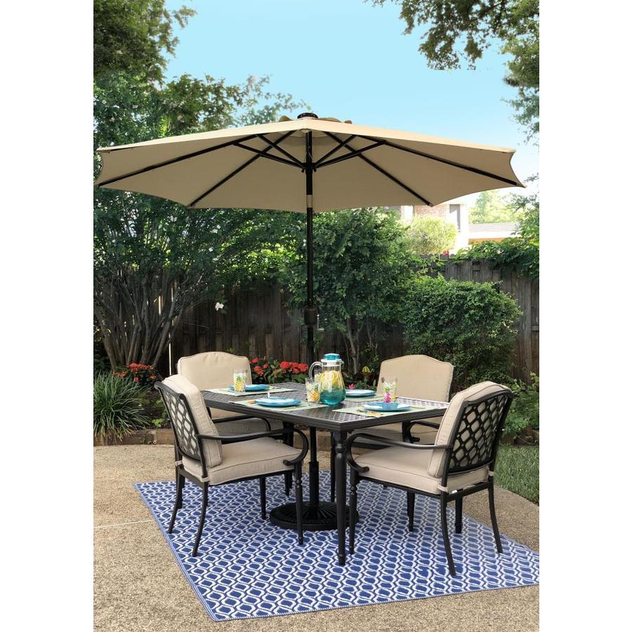 Sun Ray 106 3 Ft Round Taupe With Black Steel Frame Solar Powered Push Button Tilt Market Patio Umbrella In The Patio Umbrellas Department At Lowes Com