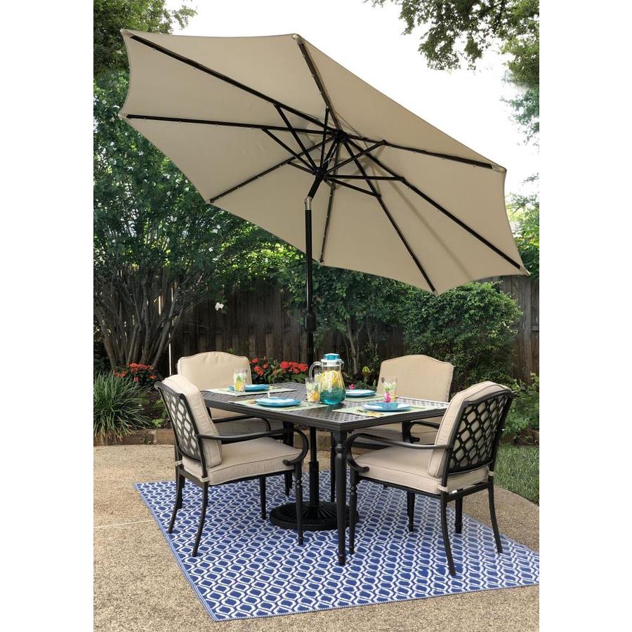 Sun Ray 106 3 Ft Round Taupe With Black Steel Frame Solar Powered Push Button Tilt Market Patio Umbrella In The Patio Umbrellas Department At Lowes Com