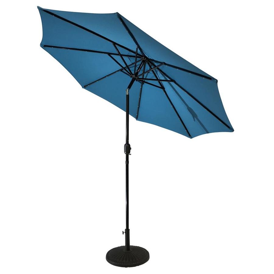 Sun Ray 106 3 Ft Round Teal With Black Steel Frame Solar Powered Push Button Tilt Market Patio Umbrella In The Patio Umbrellas Department At Lowes Com