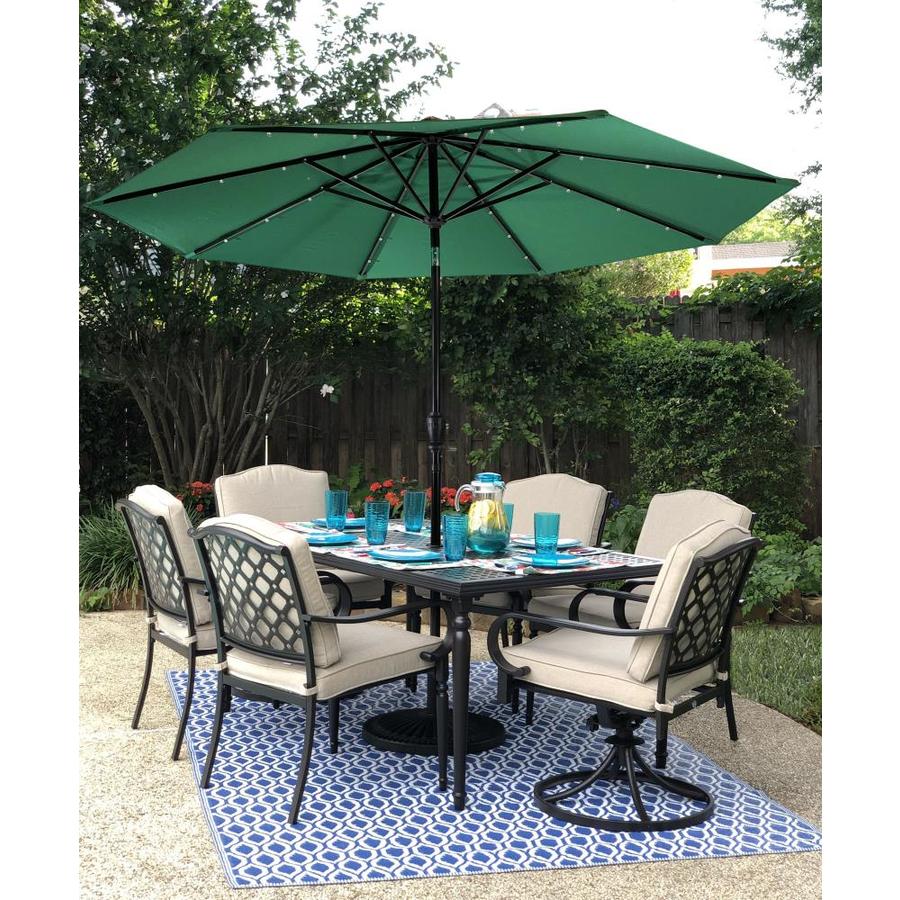 Sun Ray 106 3 Ft Round Hunter Green With Black Aluminum Frame Solar Powered Push Button Tilt Market Patio Umbrella In The Patio Umbrellas Department At Lowes Com