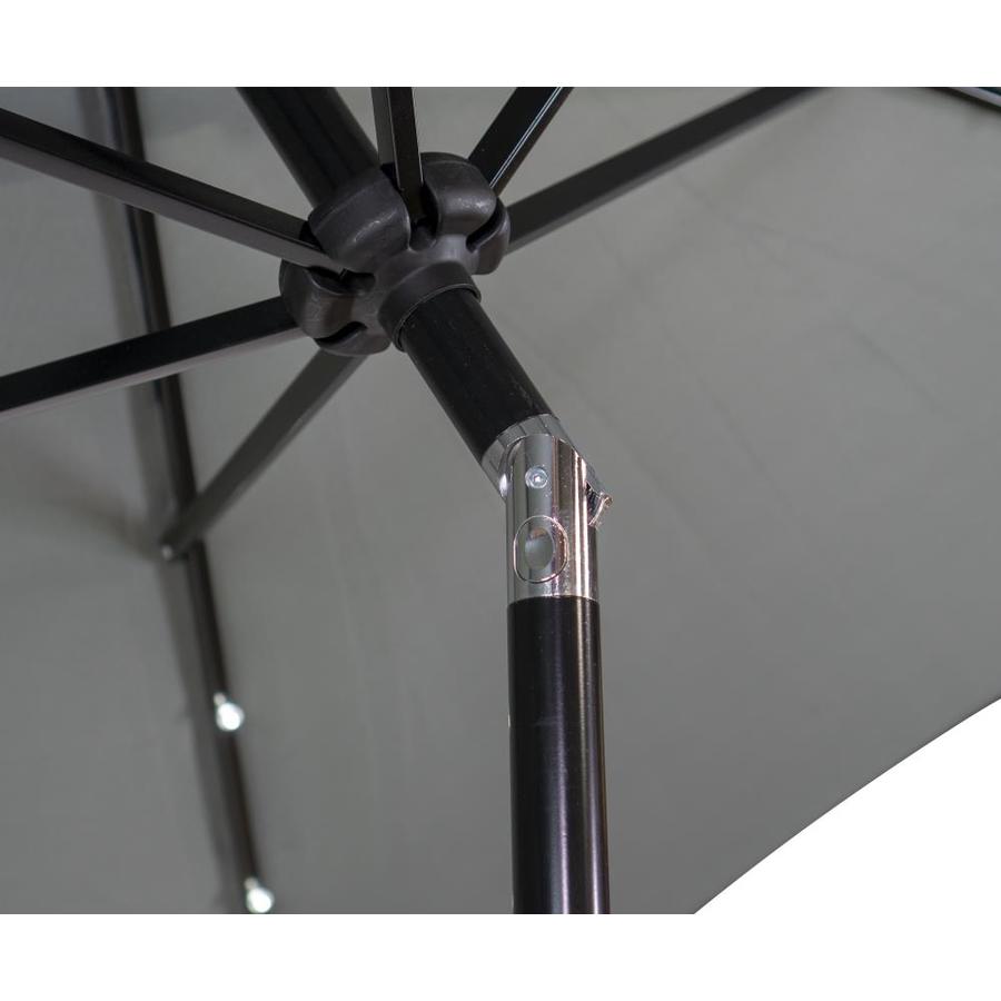 Sun Ray 106 3 Ft Round Grey With Black Steel Frame Solar Powered Push Button Tilt Market Patio Umbrella In The Patio Umbrellas Department At Lowes Com