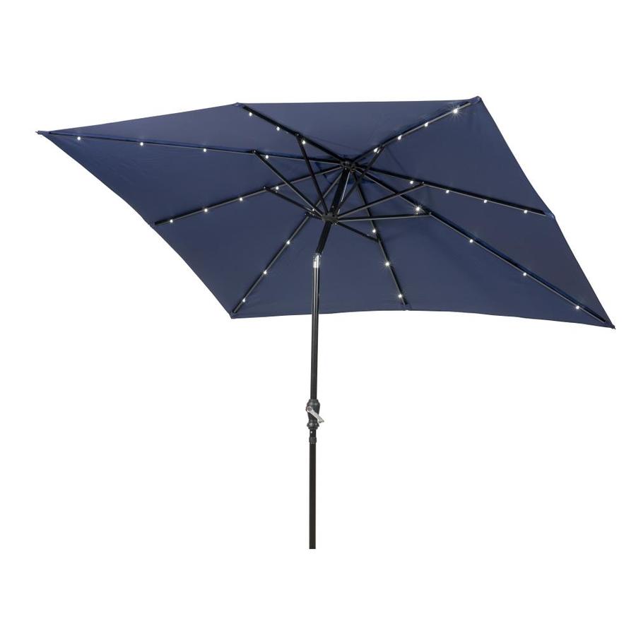 Sun Ray 107 48 Ft Rectangular Navy Blue With Black Aluminum Frame Solar Powered Push Button Tilt Market Patio Umbrella In The Patio Umbrellas Department At Lowes Com