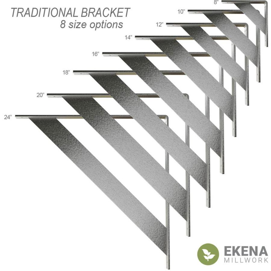 Ekena Millwork BKTM02X16X16TRHSV 2 W D x 16 H Traditional Steel Bracket Hammered Silver 2 Wx 16 Dx 16