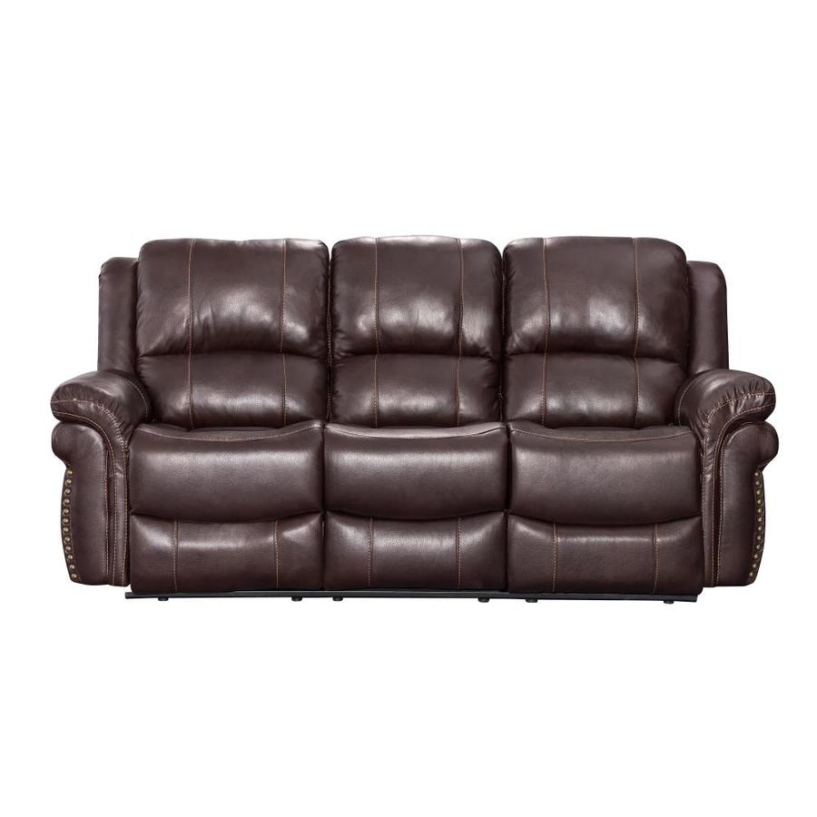 Sunset Trading Glorious Casual Regal Brown Faux Leather Reclining Sofa In The Couches Sofas Loveseats Department At Lowes Com