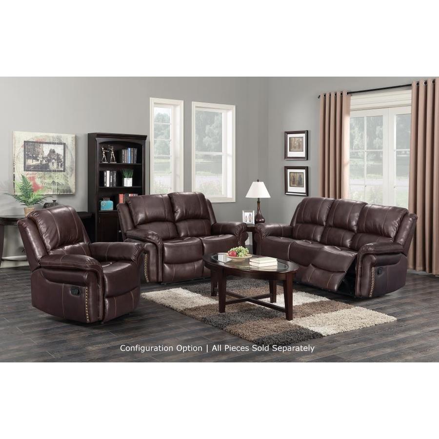 Sunset Trading Glorious Casual Regal Brown Faux Leather Reclining Sofa In The Couches Sofas Loveseats Department At Lowes Com