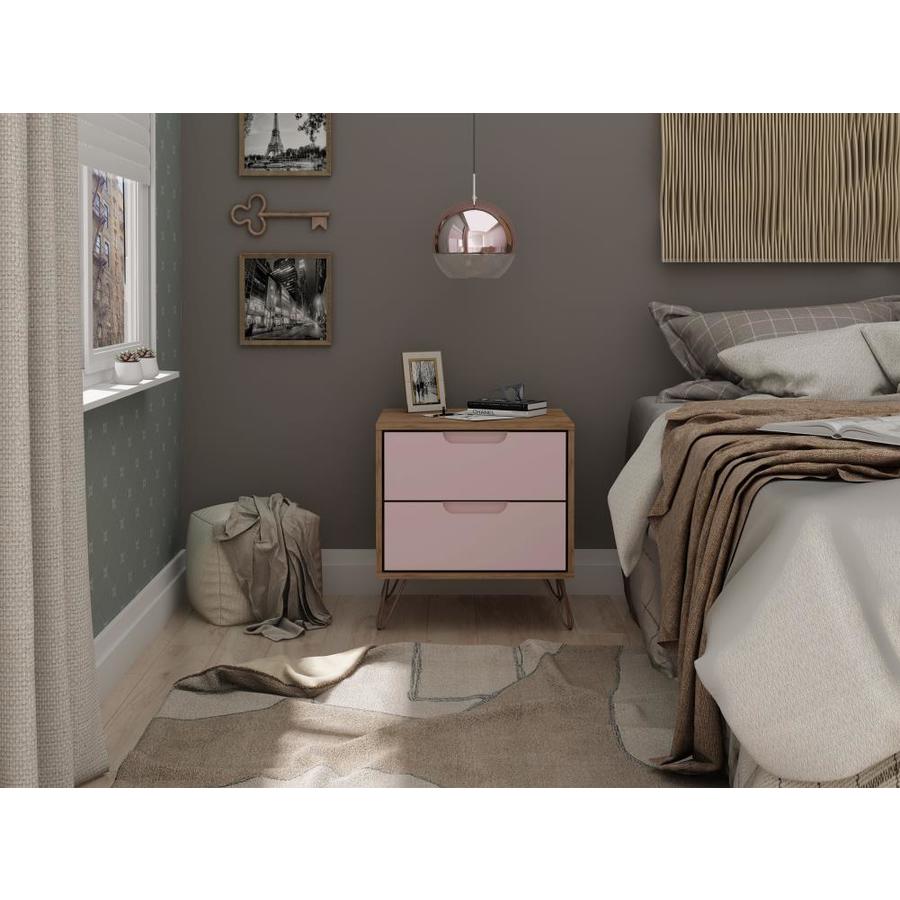 Manhattan Comfort Rockefeller Nature And Rose Pink Nightstand In The Nightstands Department At Lowes Com