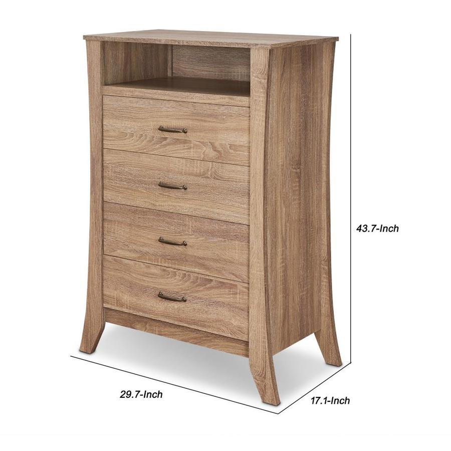 Benzara Wooden Chest With Four Drawers And One Open Shelf In The Chests Department At Lowes Com