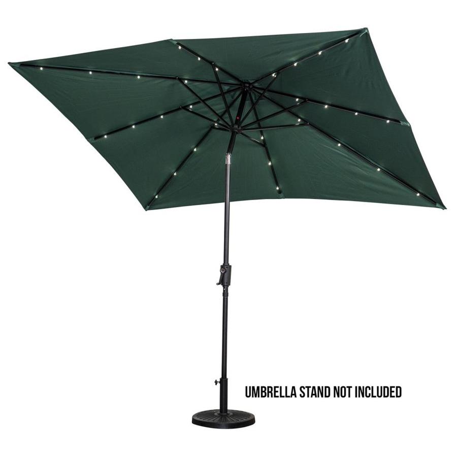 Sun Ray 107 48 Ft Rectangular Hunter Green With Black Aluminum Frame Solar Powered Push Button Tilt Market Patio Umbrella In The Patio Umbrellas Department At Lowes Com