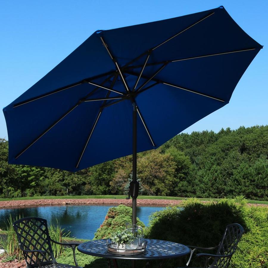 Sunnydaze Decor 9 Ft Octagon Pacific Blue With Black Aluminum Frame Solar Powered Push Button Tilt Market Patio Umbrella In The Patio Umbrellas Department At Lowes Com