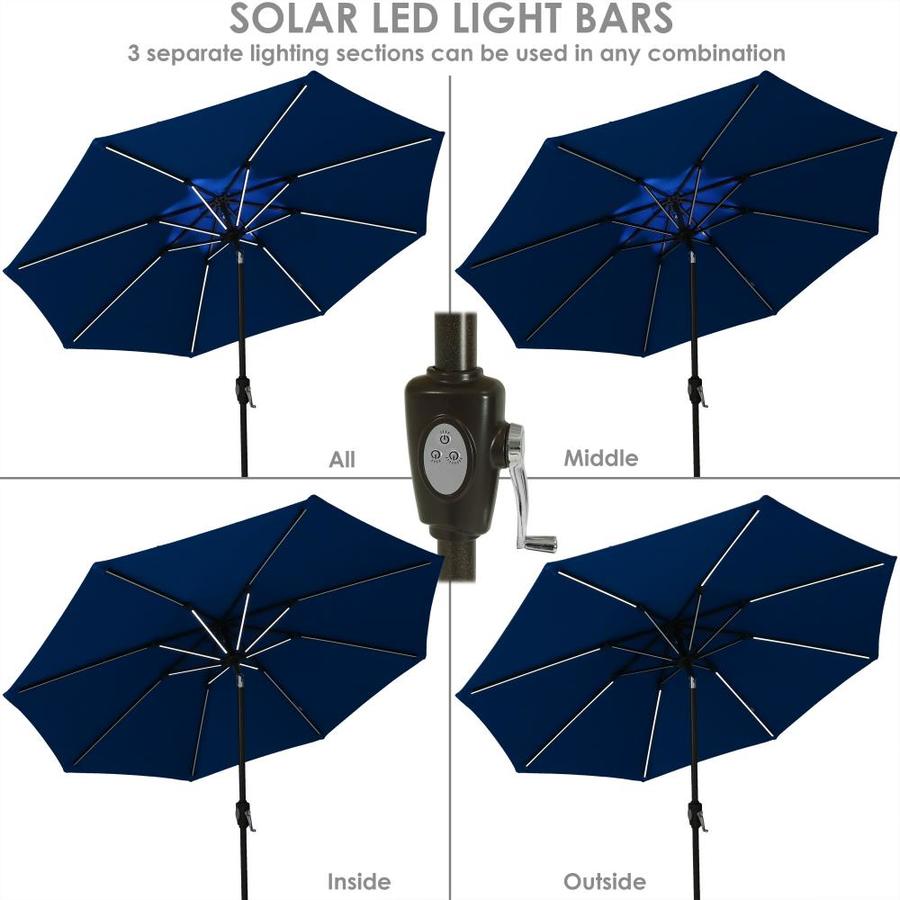 Sunnydaze Decor 9 Ft Octagon Pacific Blue With Black Aluminum Frame Solar Powered Push Button Tilt Market Patio Umbrella In The Patio Umbrellas Department At Lowes Com