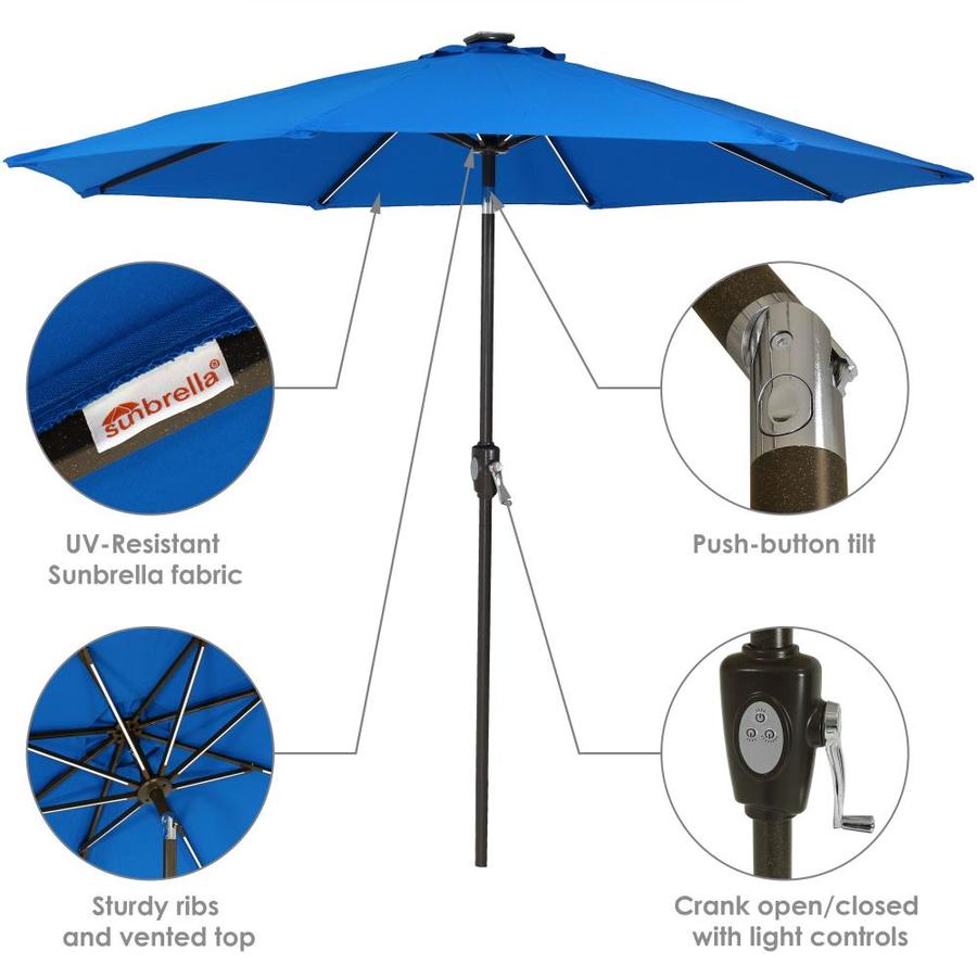 Sunnydaze Decor 9 Ft Octagon Pacific Blue With Black Aluminum Frame Solar Powered Push Button Tilt Market Patio Umbrella In The Patio Umbrellas Department At Lowes Com