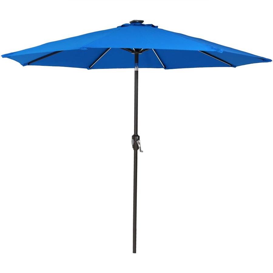 Sunnydaze Decor 9 Ft Octagon Pacific Blue With Black Aluminum Frame Solar Powered Push Button Tilt Market Patio Umbrella In The Patio Umbrellas Department At Lowes Com