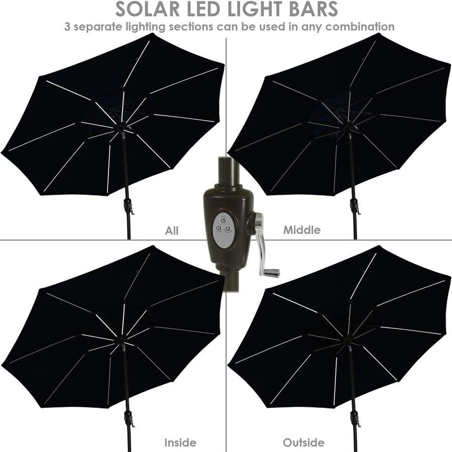 Sunnydaze Decor 9 Ft Octagon Navy Blue With Black Aluminum Frame Solar Powered Push Button Tilt Market Patio Umbrella In The Patio Umbrellas Department At Lowes Com