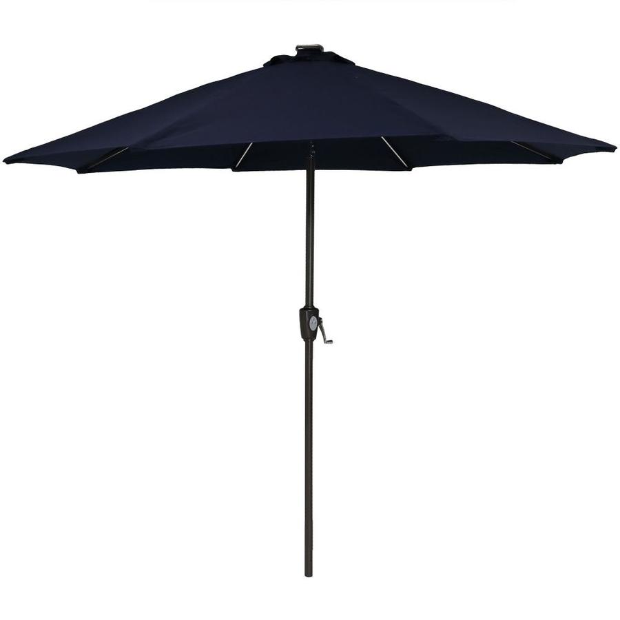 Sunnydaze Decor 9 Ft Octagon Navy Blue With Black Aluminum Frame Solar Powered Push Button Tilt Market Patio Umbrella In The Patio Umbrellas Department At Lowes Com