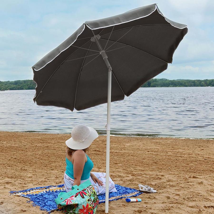 Sunnydaze Decor 5 Foot Outdoor Beach Umbrella With Tilt Function Portable Sage Green In The Beach Umbrellas Department At Lowes Com