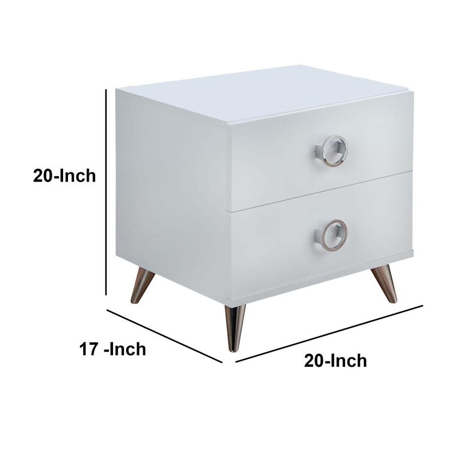 Benzara White And Chrome Nightstand In The Nightstands Department At Lowes Com