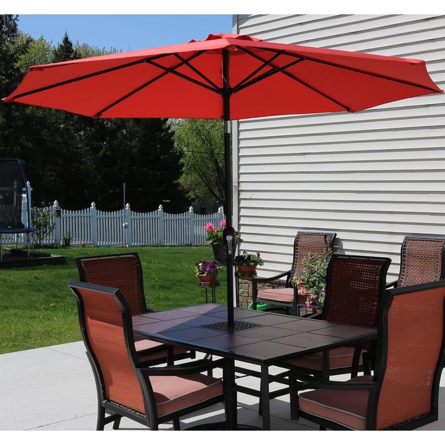 Sunnydaze Decor 9 Ft Octagon Burnt Orange With Black Steel Frame Push Button Tilt Market Patio Umbrella In The Patio Umbrellas Department At Lowes Com