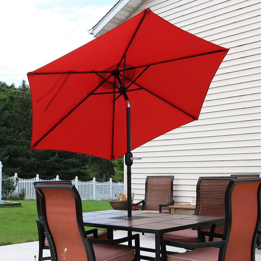 Sunnydaze Decor 7 5 Ft Hexagon Burnt Orange With Burnt Orange Aluminum Frame Push Button Tilt Market Patio Umbrella In The Patio Umbrellas Department At Lowes Com