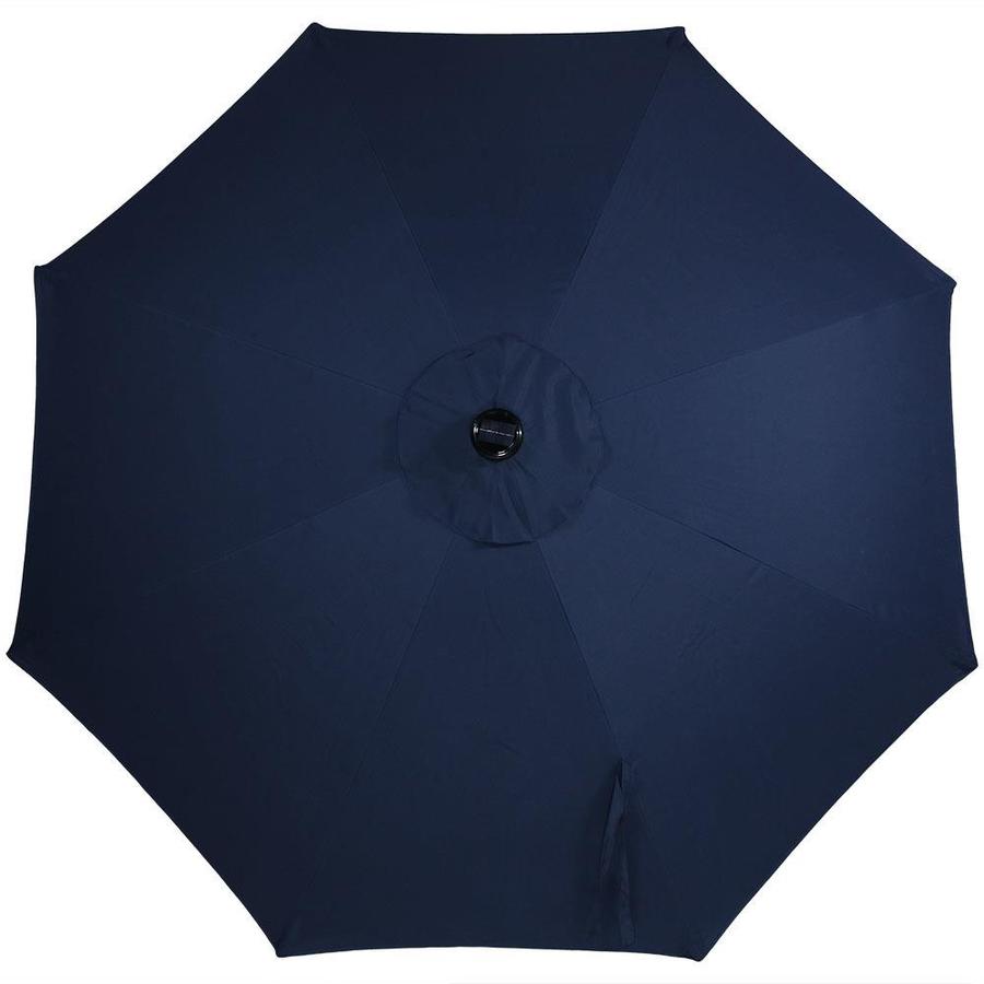 Sunnydaze Decor 9 Ft Octagon Navy Blue With Black Steel Frame Solar Powered Push Button Tilt Market Patio Umbrella In The Patio Umbrellas Department At Lowes Com