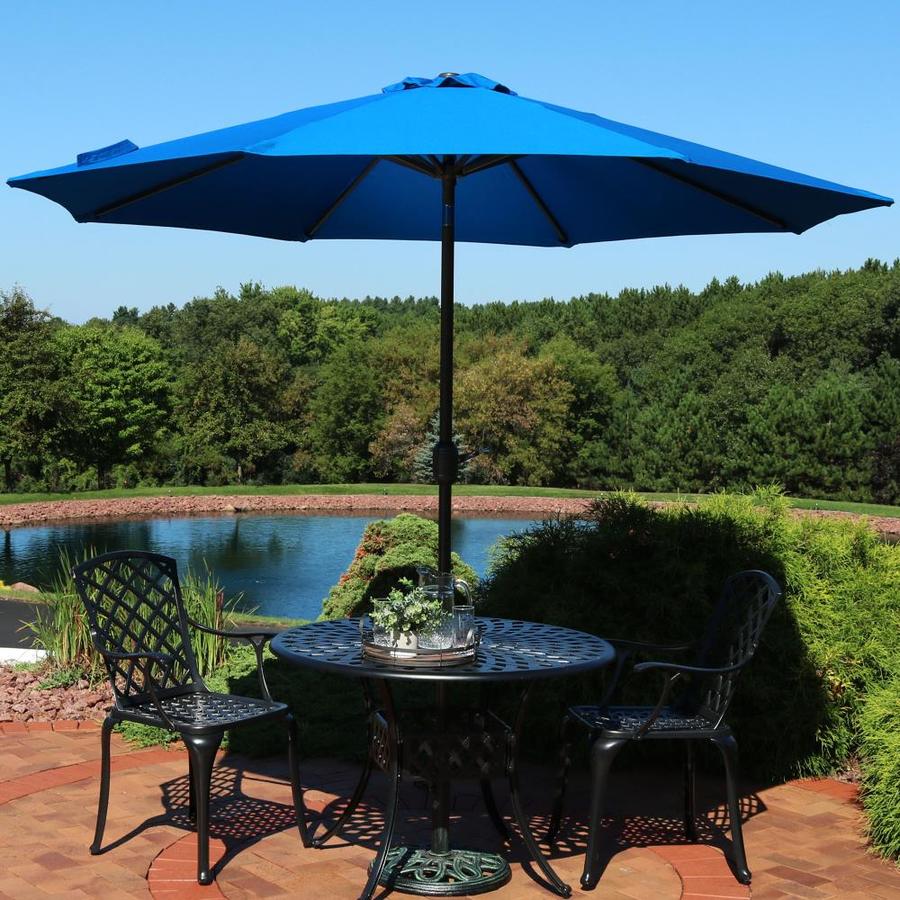 Sunnydaze Decor 9 Ft Octagon Pacific Blue With Black Aluminum Frame Crank Market Patio Umbrella In The Patio Umbrellas Department At Lowes Com