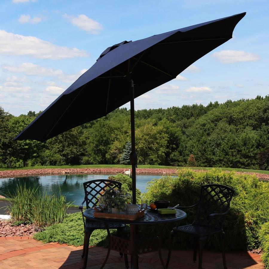 Sunnydaze Decor 9 Ft Octagon Navy Blue With Black Aluminum Frame Crank Market Patio Umbrella In The Patio Umbrellas Department At Lowes Com