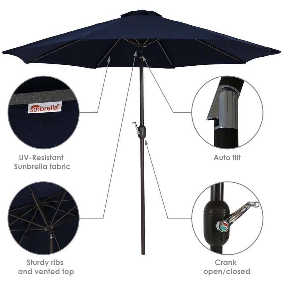 Sunnydaze Decor 9 Ft Octagon Navy Blue With Black Aluminum Frame Crank Market Patio Umbrella In The Patio Umbrellas Department At Lowes Com