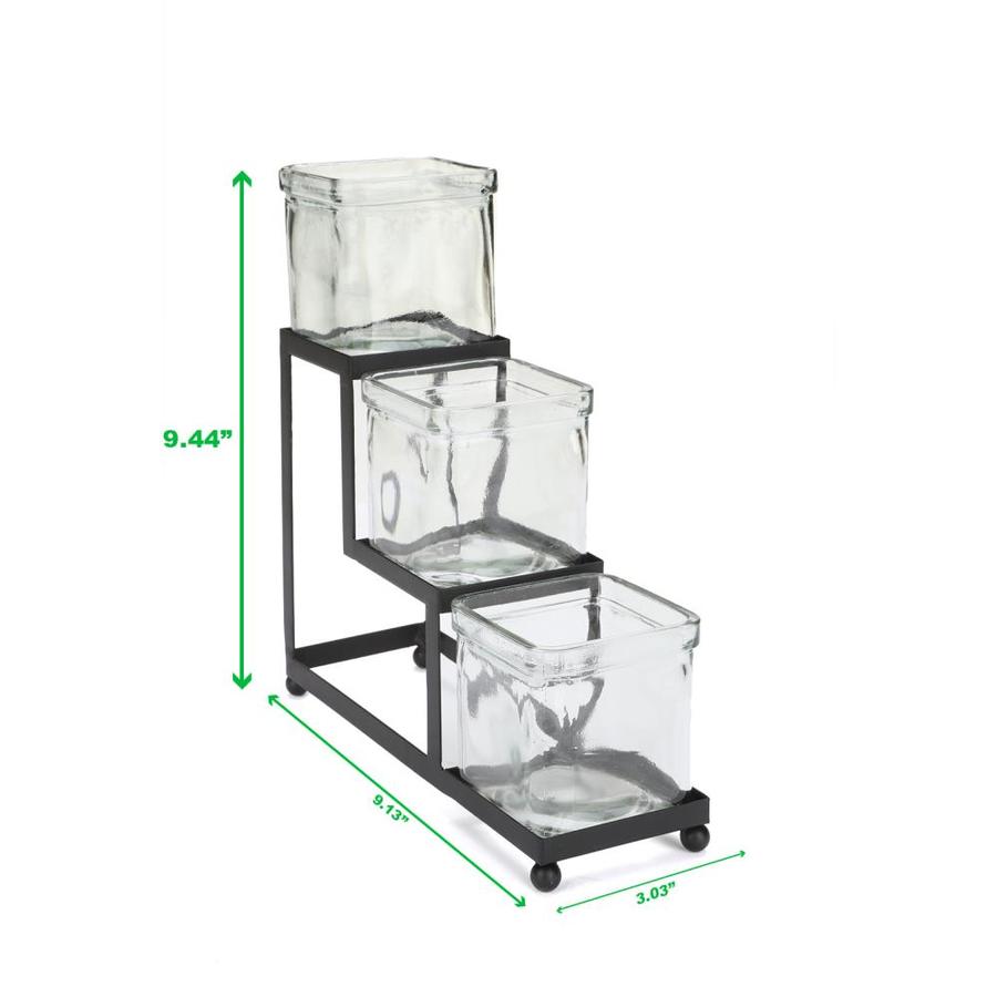 Mind Reader 6JASTEP-BLK 6 Compartment Condiment Server Stand Black Bars Garnish Station for Restaurant Clear 2 Tier 9.5 W x 7.25 H Removable Jars