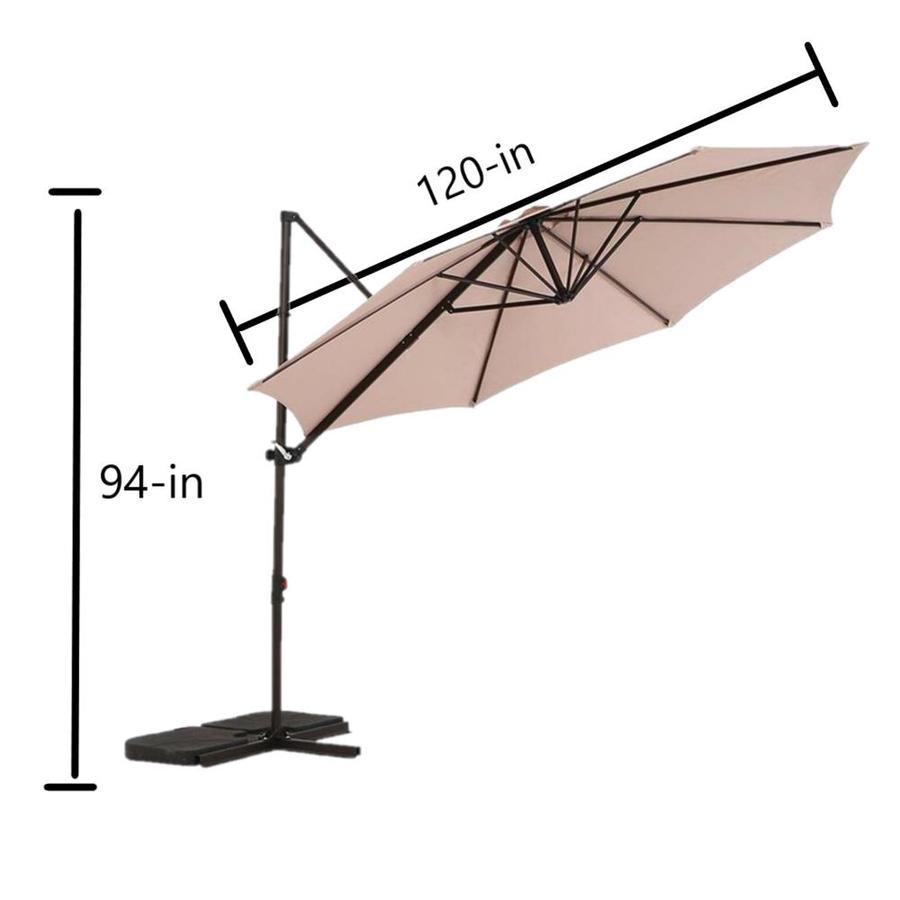 Casainc 10 Ft Octagon Beige With Teak Wood Frame Garden Patio Umbrella And Base In The Patio Umbrellas Department At Lowes Com