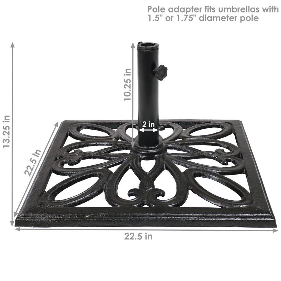 Sunnydaze Decor 22 In Square Cast Iron Umbrella Base With Imperial Geometric Design Black Finish Outdoor Heavy Duty Metal Backyard Furniture Decor Accessory In The Patio Umbrella Bases Department At Lowes Com