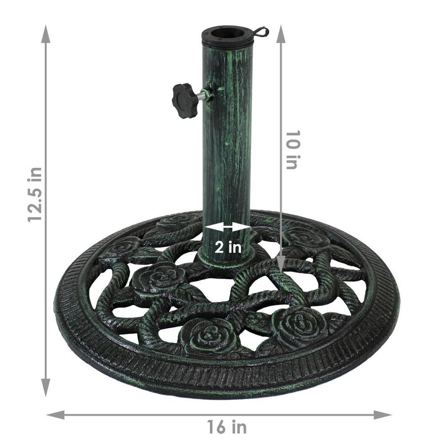 Sunnydaze Decor Cast Iron Patio Umbrella Base With Rose Blossom Design Green Finish 16 In Diameter In The Patio Umbrella Bases Department At Lowes Com