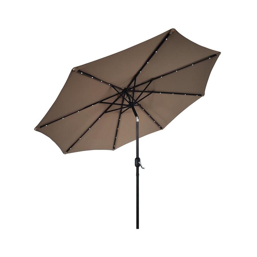 Casainc Round Dark Brown With Dark Brown Aluminum Frame Solar Powered Crank Garden Patio Umbrella In The Patio Umbrellas Department At Lowes Com