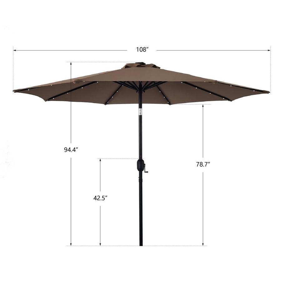 Casainc Round Dark Brown With Dark Brown Aluminum Frame Solar Powered Crank Garden Patio Umbrella In The Patio Umbrellas Department At Lowes Com