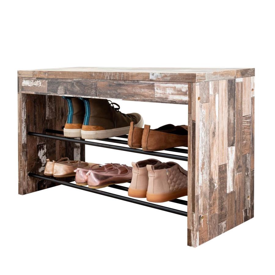 Danya B 8 Pair Distressed Wood Composite Shoe Rack In The Shoe Storage Department At Lowes Com