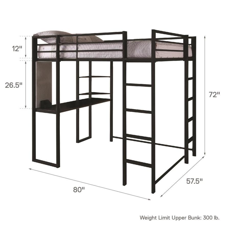 metal loft bunk bed with desk