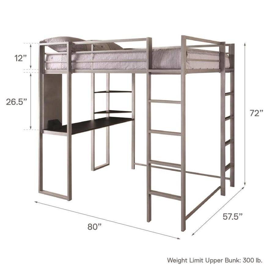 metal bunk bed with desk