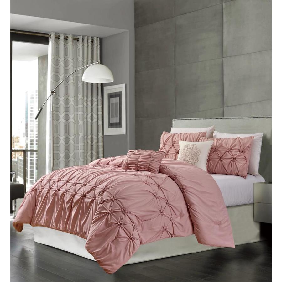 Olivia Gray Westwood 5 Piece Smocked Comforter Set 5 Piece Blush Queen Comforter Set In The Bedding Sets Department At Lowes Com