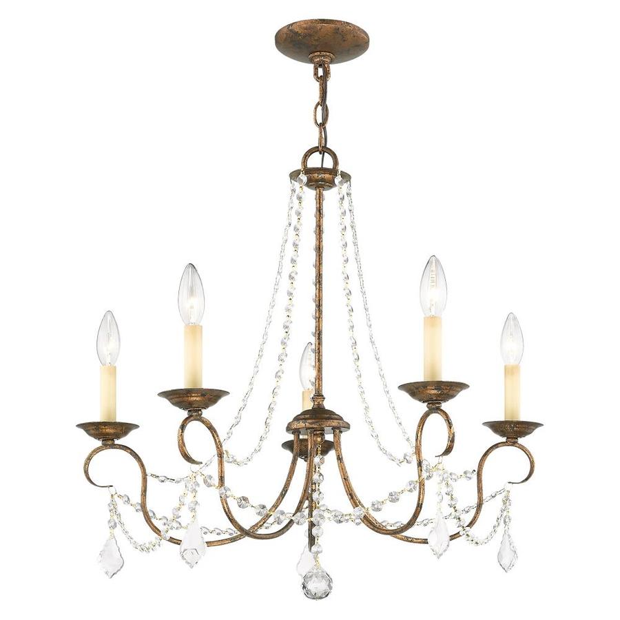 Livex Lighting 6435-71 Chesterfield 5 Light Chandelier Hand Applied Venetian Golden Bronze