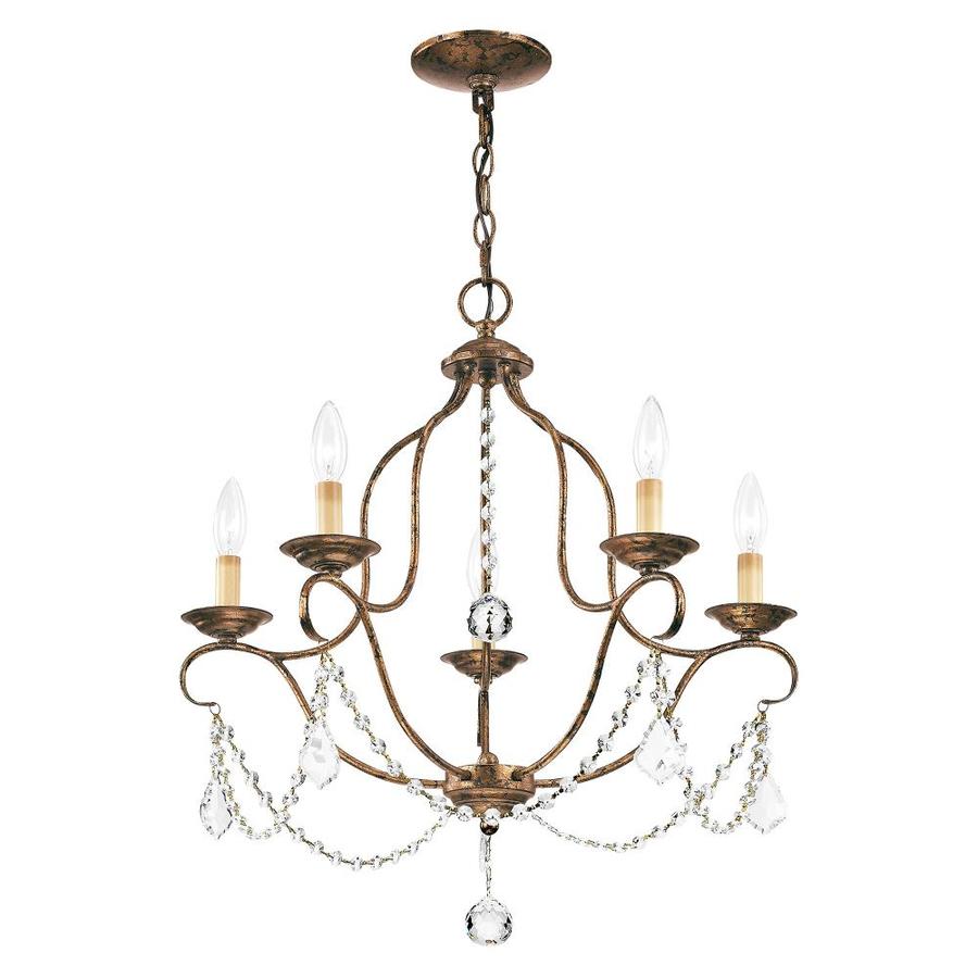 Livex Lighting 6435-71 Chesterfield 5 Light Chandelier Hand Applied Venetian Golden Bronze