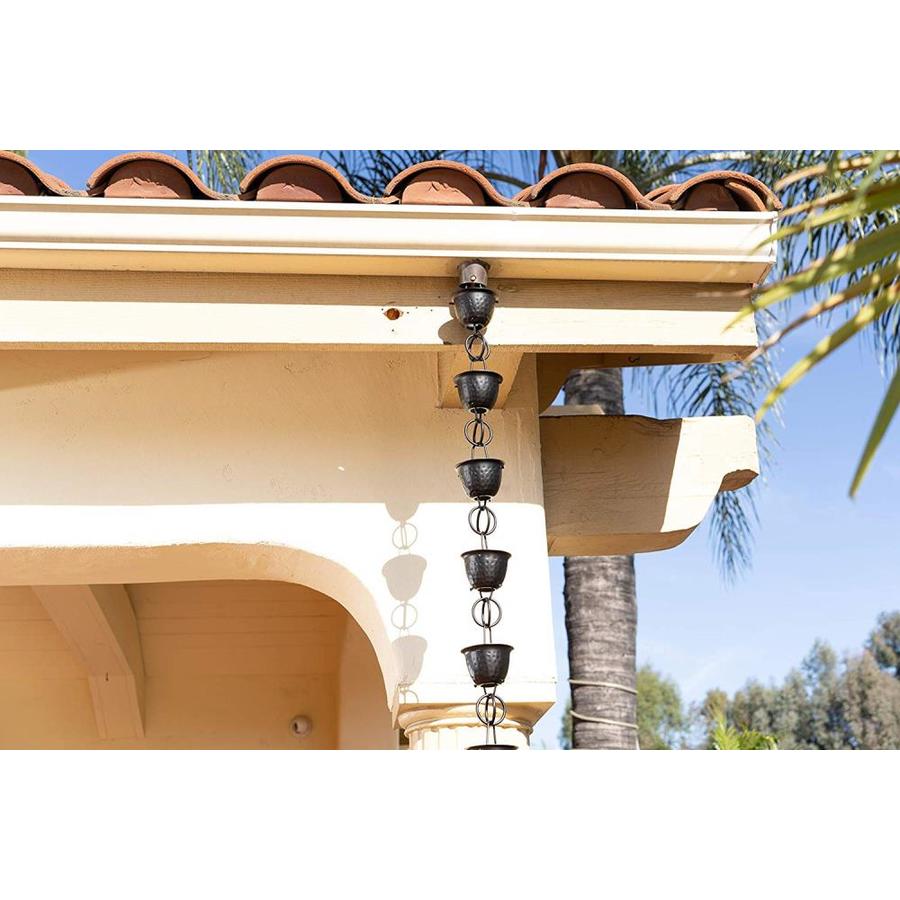 monarch 8-1//2 ft l black powder coated aluminum hammered cup rain chain