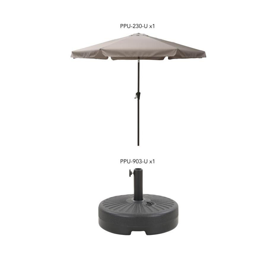 Corliving 10 Ft Round Sand Grey With Black Steel Frame Push Button Tilt Market Patio Umbrella And Base In The Patio Umbrellas Department At Lowes Com