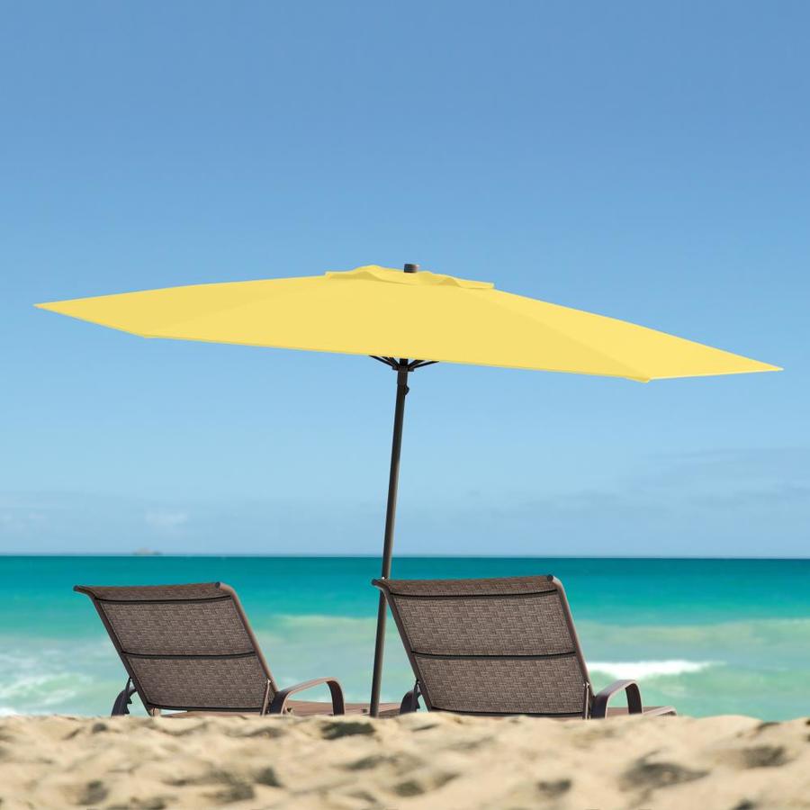 Corliving 7 5ft Uv And Wind Resistant Yellow Beach Patio Umbrella In The Patio Umbrellas Department At Lowes Com